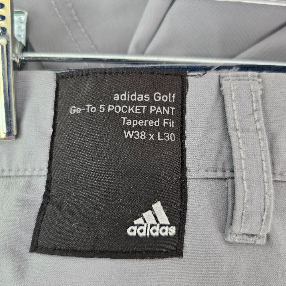 Adidas Pants Mens 38x30 Gray Solid Go-To 5-Pocket Tapered Golf Performance - Picture 4 of 9